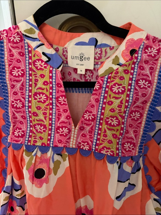 Umgee Tops - Umgee Coral Multicolor Floral Embroidered Tunic
